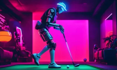 Robot Golfer - Cyberpunk - AI Image